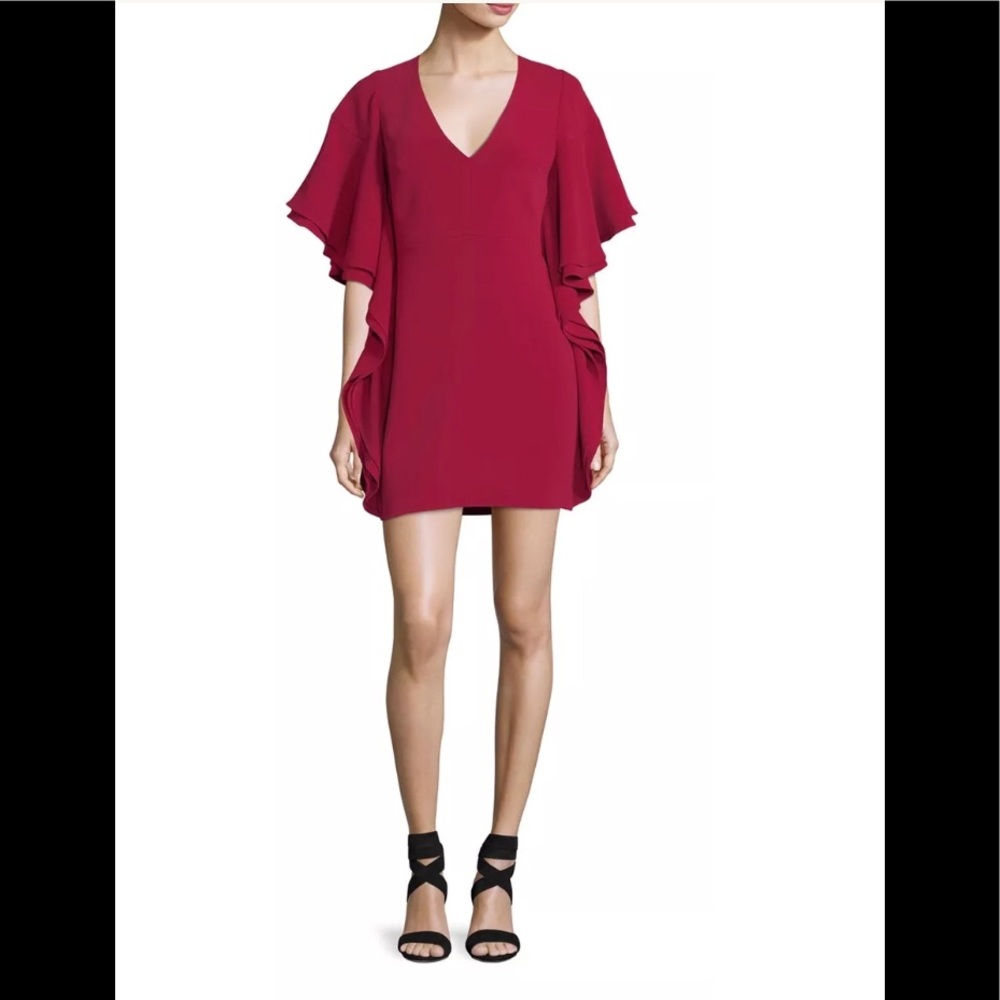 Halston Heritage VNeck Draped-Sleeve Mini Cocktail